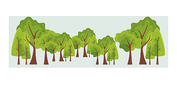 Illustration av skog.